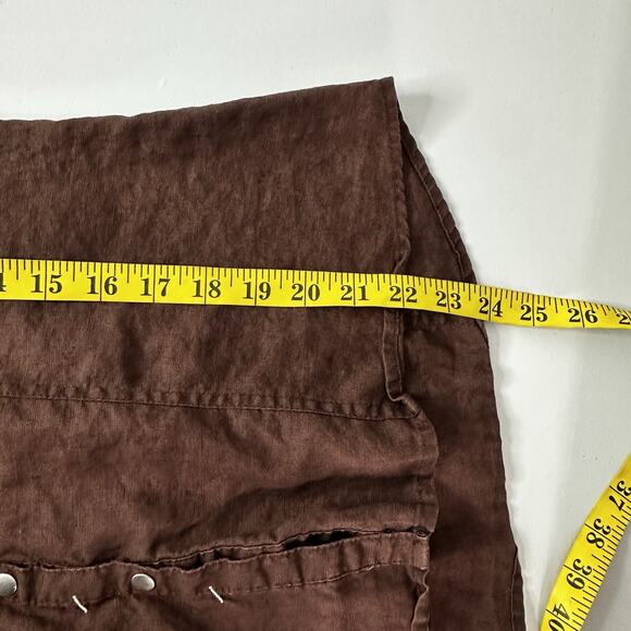 Tweeds Linen Top Shirt Womens Large Brown Button Breathable Minimalist Neutral - Picture 8 of 9